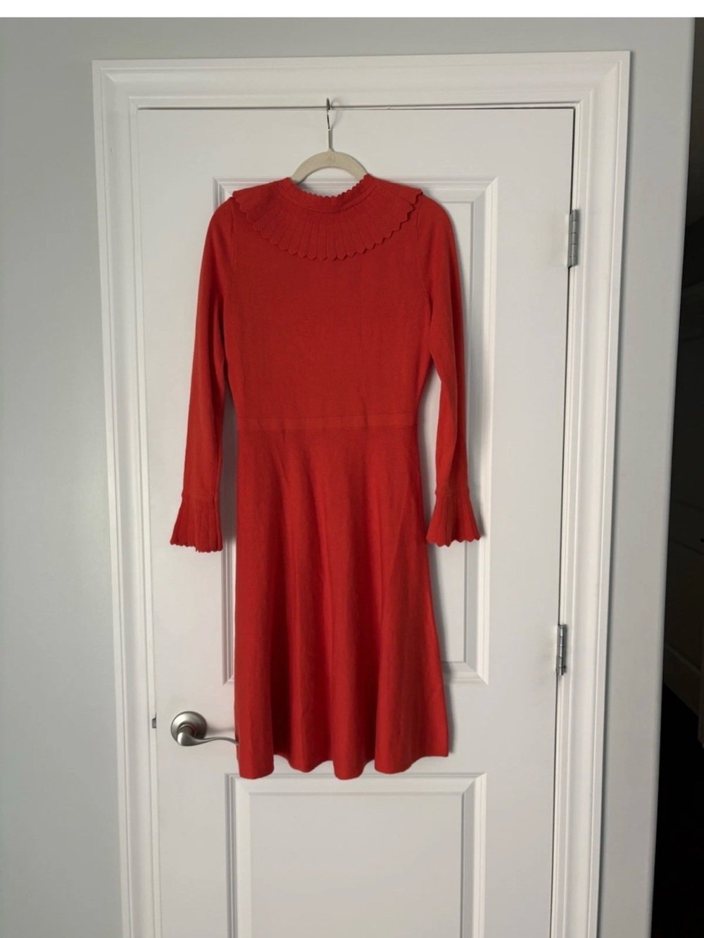 Boden Abercorn Knitted Dress Size 6R Collar Coral Cherry Red - Picture 4 of 6